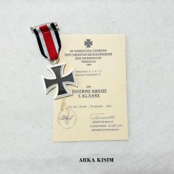 Almanya 1939 Sertifikalı İkinci Dünya Savaşı 2.Derece Demirhaç Madalya Propaganda kart hediyeli