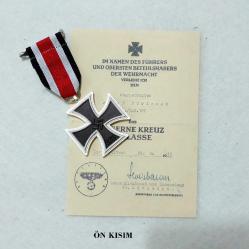 Almanya 1939 Sertifikalı İkinci Dünya Savaşı 2.Derece Demirhaç Madalya Propaganda kart hediyeli