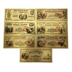 Renkli Altın Varak Amerika 1875 Dolar Seti Sertifikalı 8 Adet Set
