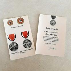 Sertifikallı Almanya Kan Nişanı Onur Madalyası Özel madalya Gümüş Kaplama Harika hediyeler