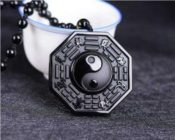 Elyapımı YİN YANG Doğal Obsidyen Taşı Bay/Bayan Tılsım Kolye.Koruyucu bir taştır.Kötü enerjiyi uzaklaştırır.