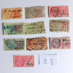 Fransa Fiskal Pulları Lotu 1920-1950 ler-10 Adet Lot No-FR.004