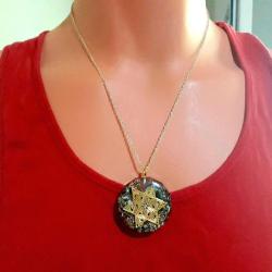 Elyapımı Altın Kaplama Orgonit Kolye.Enerji reaktörü şifahane Model-40 Altın Kaplama Zincirli