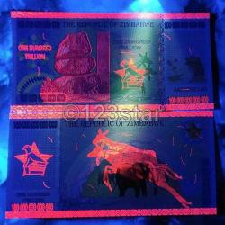100 Trilyon Zimbabve Doları - Neon Fosforlu Hatıra Para, Koleksiyonerler için