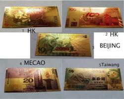 24K Altın Varak Çin 10-20-50-100-100 Yuan Seti Sertifikalı