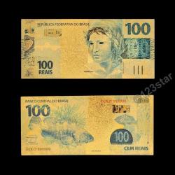 Renkli Altın Varak Brezilya 100 Real Sertifikalı