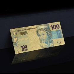 Renkli Altın Varak Brezilya 100 Real Sertifikalı