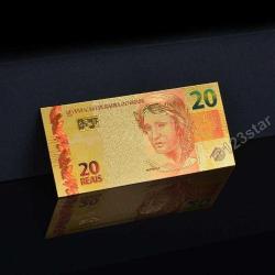 Renkli Altın Varak Brezilya 20 Real Sertifikalı