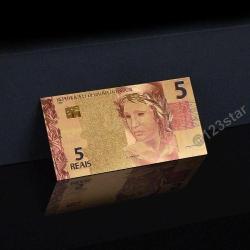 Renkli Altın Varak Brezilya 5 Real Sertifikalı