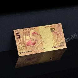 Renkli Altın Varak Brezilya 5 Real Sertifikalı