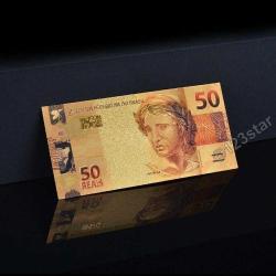 Renkli Altın Varak Brezilya 50 Real Sertifikalı