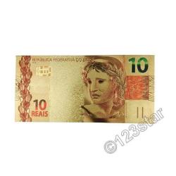 Renkli Altın Varak Brezilya 10 Real Sertifikalı