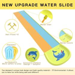 Summer Toy with Build in Sprinkler for Backyard and Outdoor Water Toys Play 20FT Water Slides for Backyard with 2 Bodyboards BETPOT “Crown Scramble” Slip and Slide for Kids Adults 