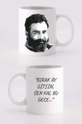 Antika - Ahmet Kaya Baskılı 'bırak Ay Gitsin Sen Kal Bu Gece' Kupa Bardak Porselen Kahve Çay Kupası - kitantik - kitaLog