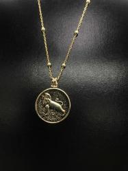 Antika - Aslan burç Zodiac Yıldız haritalı gümüş kolye - kitantik - kitaLog