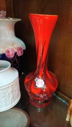 Kırmızı,İtalyan,(Opaline Florence )Vazo(Boy:26cm,Çap:17cm)(Llütfen stokda olup olmadıgını teyit edin