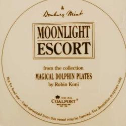 Sanatçı İmzalı,İngiliz,Coalport Yunusbalıkli Duvar Tabağı(Çap:20cm) (Midnight,Day Of The Dolphin)