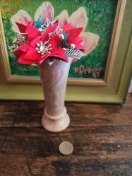 Kusursuz,Pembe Mermer Vazo(Boy:17.5cm,Çap:7cm)