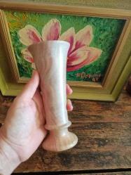 Kusursuz,Pembe Mermer Vazo(Boy:17.5cm,Çap:7cm)