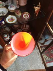 Kırmızı,İtalyan,(Opaline Florence )Vazo(Boy:26cm,Çap:17cm)(Llütfen stokda olup olmadıgını teyit edin