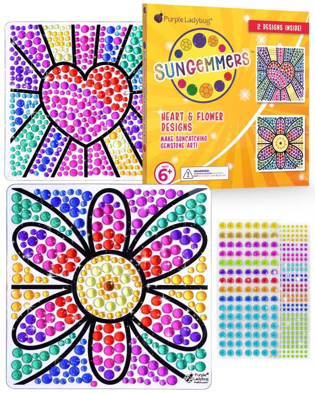 Sungemmers Sun Catchers Window Art For Kids - Fun Arts & Crafts For Girls  Ages 6-8 & Ideal 7 Year Old Girl Birthday Gifts - Gem Art Painting Kits For  Kids Ages
