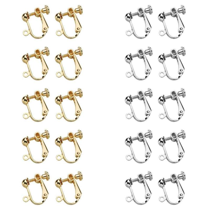 UKER 20PCS Clip on Earring Converter Components for Non Pierced DIY with Screw Adjustment 