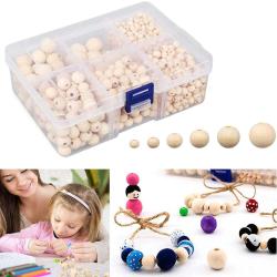 Antika - 1105 Pcs Wooden Beads for Crafts, 6 Boyuts Unfinished Natural Wood Beads for Crafts with Holes, Wood - kitantik - kitaLog