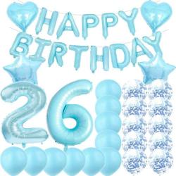 Antika - Sweet 26th Birthday Decorations Party Supplies,Blue Number 26 Balloons,26th Foil Mylar Balloons Late - kitantik - kitaLog