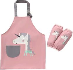 Antika - Kids Apron for Toddler Boys and Girls Personalized Pink Aprons Children Waterproof Art Painting Kitc - kitantik - kitaLog