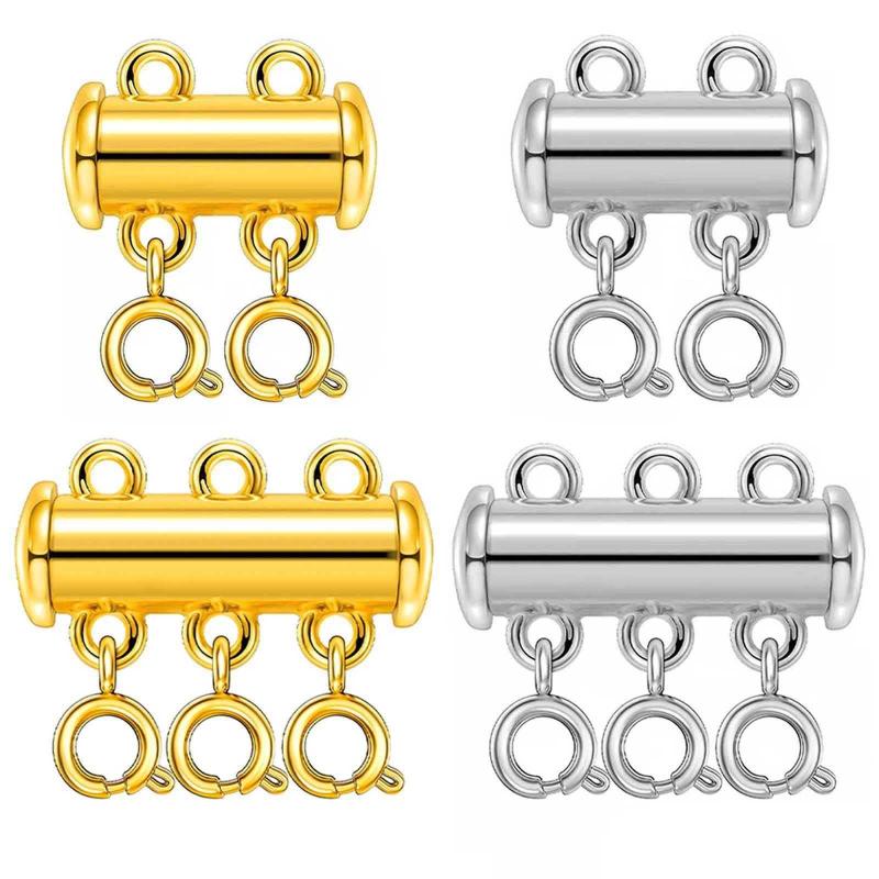 Jewelry Clasps Necklace Spacer Clasp Tube Lock Connectors Slide Clasp Lock