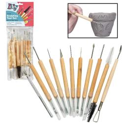 Sculpt Pro Pottery Tool Kit - 11-Piece 21-Tool Beginner's Clay Sculpting Set - G