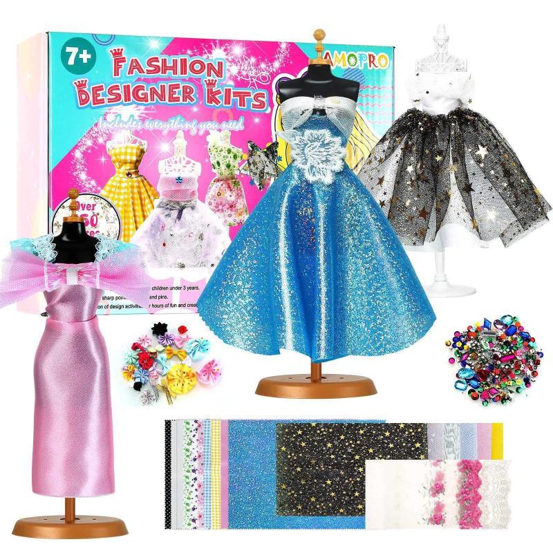 Fashion Designer Kits for Girls, Creativity DIY Arts & Crafts Toys Fashion  Design Doll Clothes kit for Kids Ages 8-12+ Birthday Girls Gift 