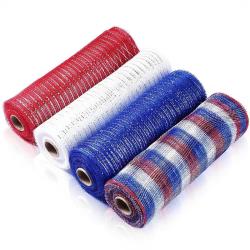 4 Rolls Poly Deco Mesh Ribbon, Metallic Foil Mesh Ribbon Metallic