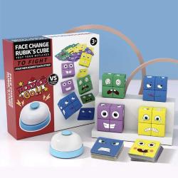 Antika - Tamflez Face Change Magic Cube Game with A Bell Wooden Expressions Block Puzzle Building Cubes Match - kitantik - kitaLog