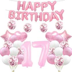 Antika - 17th Birthday Balloon 17th Birthday Decorations Pink 17 Balloons Happy 17th Birthday Party Supplies - kitantik - kitaLog