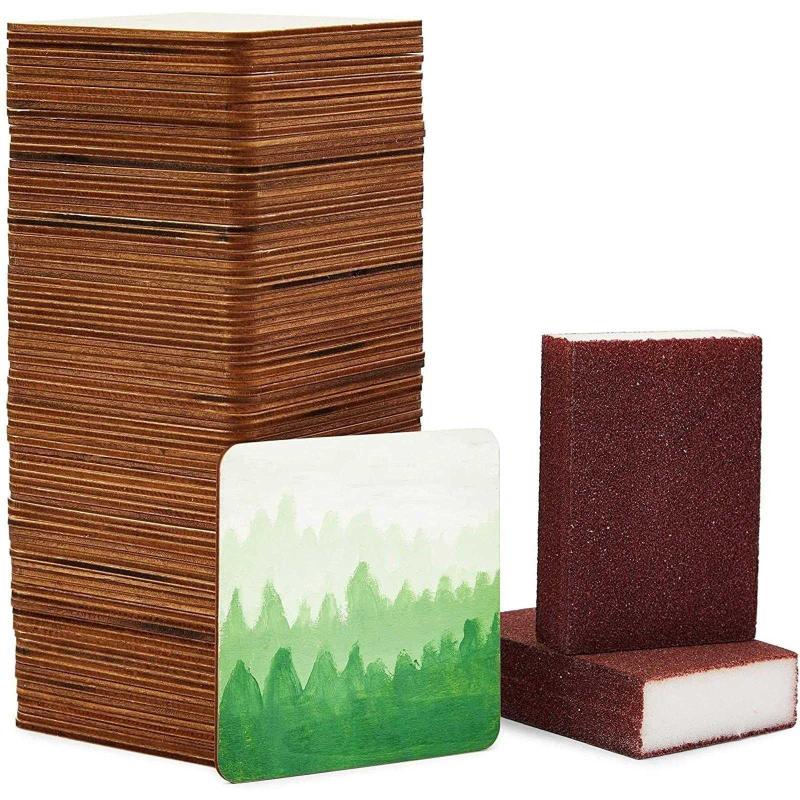 Antika - Bright Creations 90 Unfinished Square Wood Cutouts, 2 Sanding  Sponges (4x4 Inches, 92 Piece Set) 