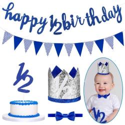 Antika - Spakon Glitter Half Birthday 6 Months Happy Birthday Banner Set Happy 1/2 Birthday Baby Boy Girl 1/2 - kitantik - kitaLog