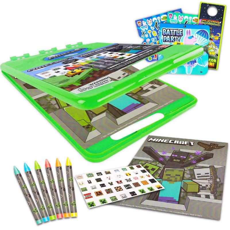 Minecraft Lap Desk Travel Art Set - Bundle with Minecraft Art Clipboard with Sketchpad, Coloring Utensils and More (Art Lap Desk for Kids)