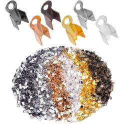 Antika - 1200pcs Fold Over Cord Ends Cord Crimp End Tips Metal Fold-Over End Caps Leather Ribbon Ending Termi - kitantik - kitaLog
