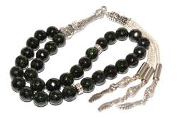 HAKİKİ FASET KESİM YEŞİL YILDIZ TAŞI TESBİH SİTEDE TEK