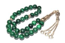 %100 ORJİNAL HAKİKİ KONGO MALAHİT TESBİH 925 AYAR GÜMÜŞLÜ