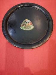 Antika Kurbağa prens resimli teneke tepsi.