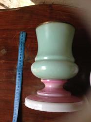 çok büyük orjinal Osmanlı antika avrupa Pembe - Beyaz Opalin melekli Gaz Lambası