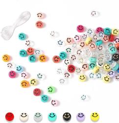 Antika - 100 Smiley Face Beads, 10mm Happy Face Spacer Beads for DIY Bracelet Earring Necklace Waist Chains, - kitantik - kitaLog