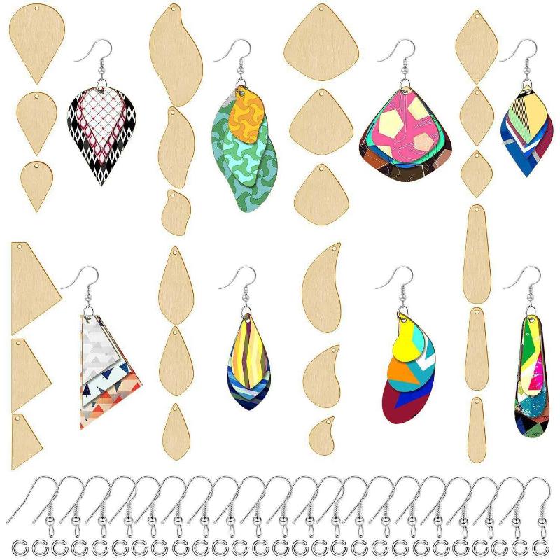 60 Pieces Unfinished Wooden Earrings Pendants Blank Jewelry Making DIY  Crafts 