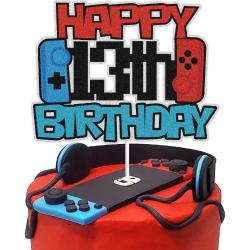 Video Game Happy 13th Birthday Cake Topper - Video Game Boy's 13th