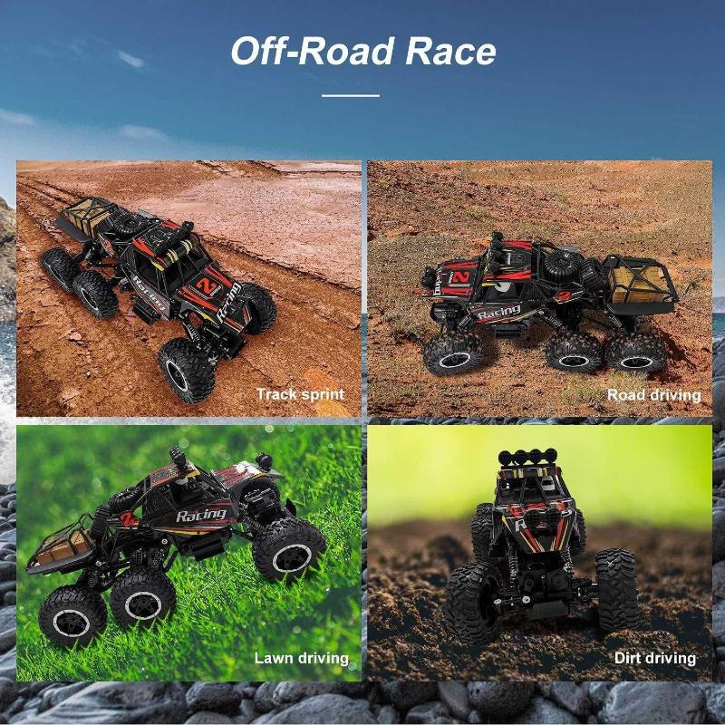 Large RC Truck for Kids Boys Girls 8-12 6WD 1:12 Scale Big Remote Control Car 25km/h 6x6 Off-Road High Speed Electric Vehicle with 2.4 GHz Remote Control and 2 Rechargeable Batteries Gift Black 