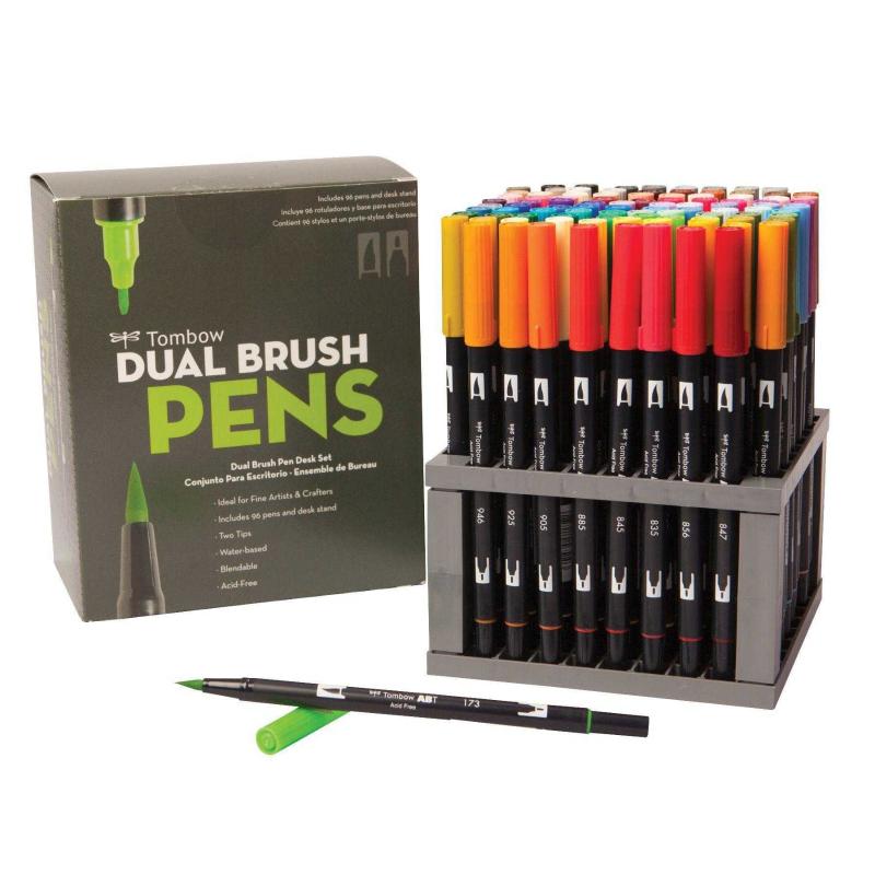 Tombow 56149 Dual Brush Pen Art Markers, 96 Color Set with Desk Stand.  Blendable, Brush and Fine Tip Antika ve Koleksiyon kitantik  #12702207069236