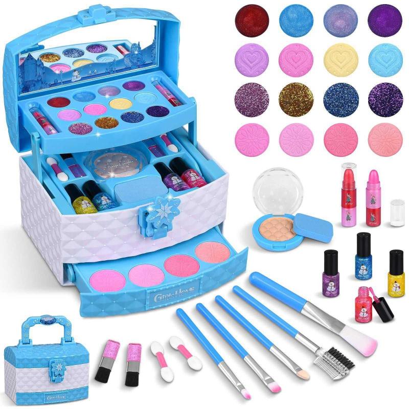 GirlsHome Kids Makeup Kit for Girl 35 Pcs Washable Toddler Makeup Kit, Girl  Toys Real Cosmetic Little Girls Makeup Set, Safe & Non-Toxic Frozen Makeup