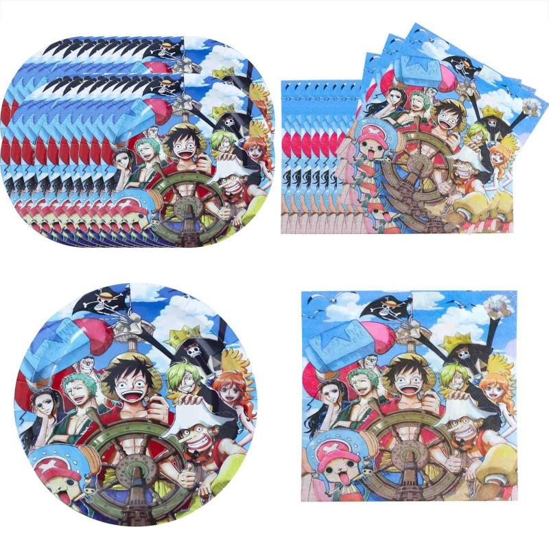 40 Pcs One Piece Party Supplies, Include 20 pcs Paper Plates and 20 pcs  Napkins,One Piece Anime Them - Antika ve Koleksiyon - kitantik |  #12702207046531